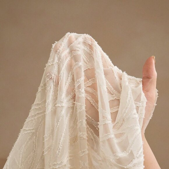 Apricot Elegant Women's Embellished Floral Long Sleeve Sheer Jacquard Shirt - Picture 7 of 7